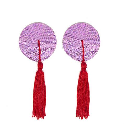 Women Silicone Sequin Pasties Tassels Reusable Nipple Cover Sexy Breast