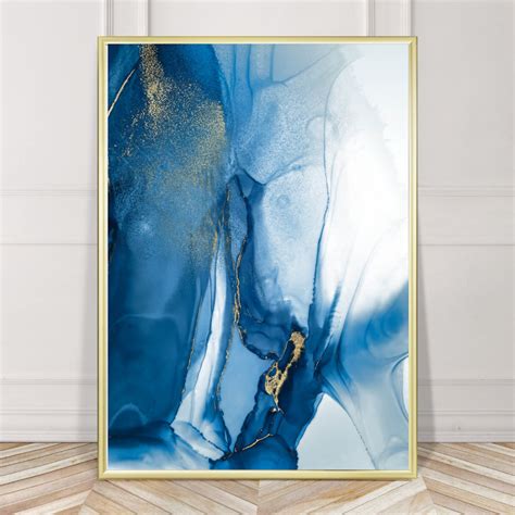 Blue And Gold Painting Print Fine Art Abstract Wall Art Etsy Uk