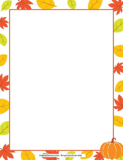 Free Printable Fall Autumn Decorative Border