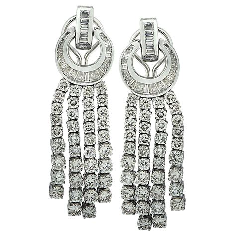 14 01 Carat Diamond Chandelier And Dangle Earrings For Sale At 1stDibs