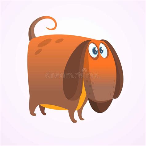 Cartoon Vector Illustration Of Cute Purebred Dachshund Isolated On
