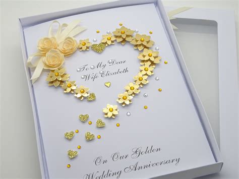 Handmade Personalised Card Th Golden Wedding Anniversary Etsy