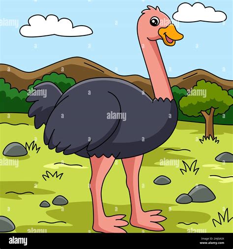 Ostrich Cartoon Vector Colored Illustration Stock Vector Image And Art