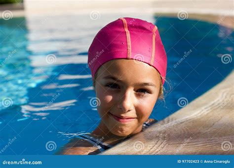Pretty Young Girl In The Outdoor Pool Stock Image Image Of Pretty