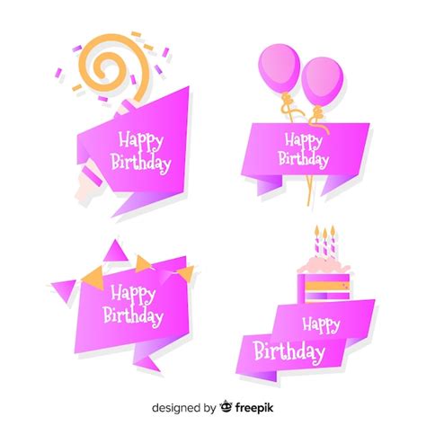 Free Vector Flat Birthday Element Badge Collection