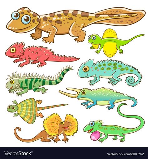 Universal Lizard Cartoon Setsimple Gradients No Effects No Mesh No