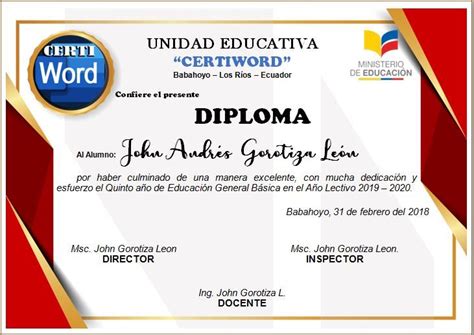 Diploma Elegant Editable En Word Certificados E Imprimibles En Word Images And Photos Finder