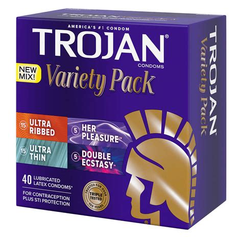 New Trojan Pleasure Pack Variety Pack Lubricated Latex Condoms 40 Count