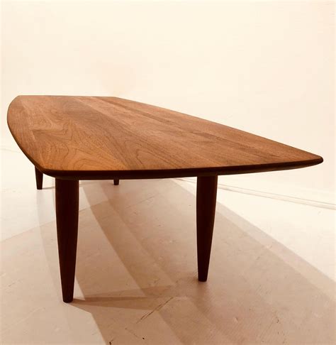 70 w, 21 d, 16 h. American Midcentury Solid Walnut Surfboard Coffee Table ...