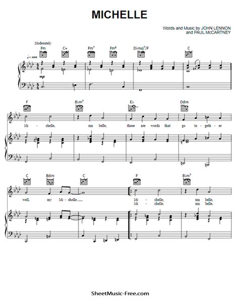 View and download beatles music notes. Michelle Sheet Music Beatles | ♪ SHEETMUSIC-FREE.COM