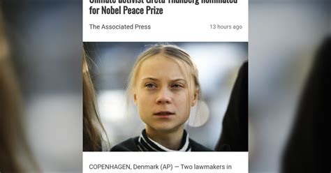 『17歳の環境活動家、グレタ・トゥーンベリが2020年の「ノーベル平和賞」候補に正式に選出されたことが発表された🌎』とフロントロウ／『グレタのノーベル平和賞は村上春樹のノーベル文学賞と同じ位置