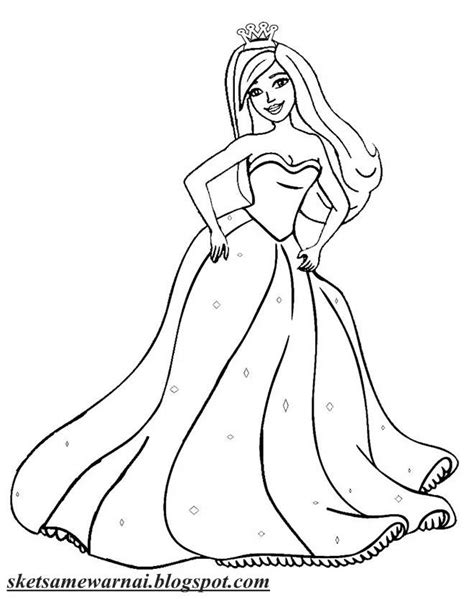 Gambar Sketsa Mewarnai Gambar Barbie Princess Putri Mahkota Rapunzel Di