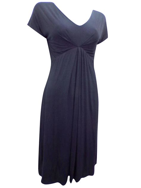 Pure Collection - - Pure BLACK Short Sleeve Jersey Midi Dress - Size 8 ...