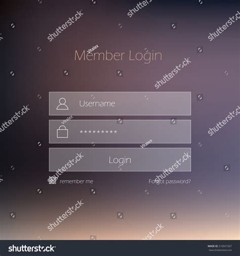 Clean Login Form Design With Blurred Background Royalty Free Stock