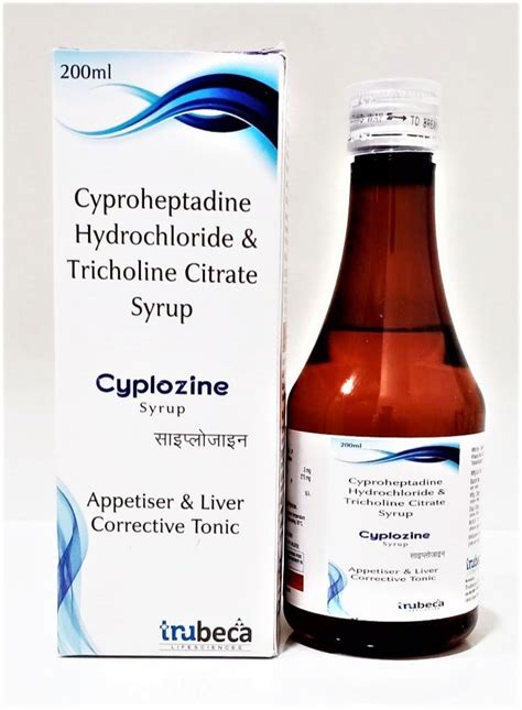 Liquid Cyproheptadine Hydrochloride And Tricholine Citrate Syrup