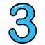Blue Number Numbers Study Three Icon  Free Download