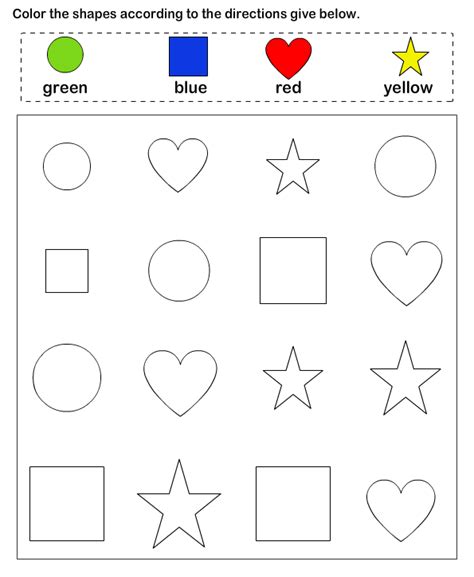 Identify Shapes And Color Them Shape Worksheets For Preschool Shapes