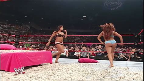 candice michelle vs christy hemme wwe raw pillow fight divas world order wwe and celebrities