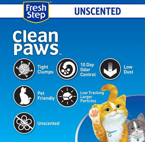 Fresh Step Clean Paws Simply Unscented Clumping Clay Cat Litter 18 Lb