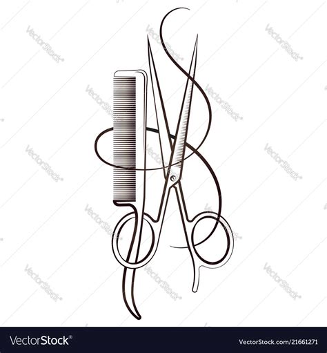 Scissors And Comb Design Royalty Free Vector Image