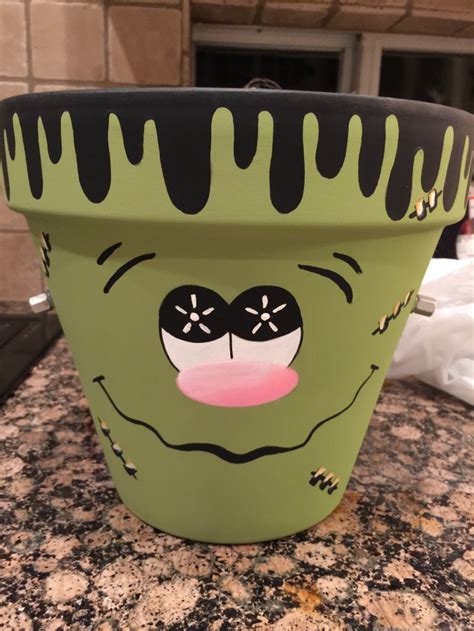Halloween Diy Frankenstein Clay Pot Finding Debra