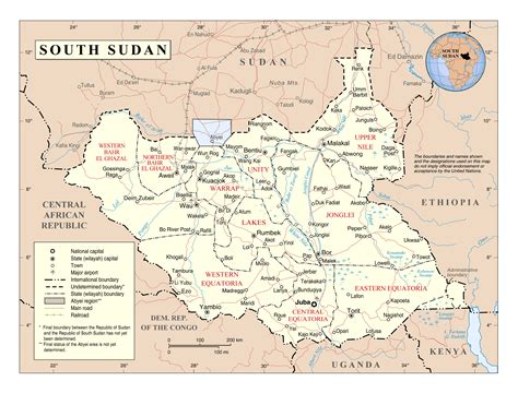 Detailed Map Of South Sudan Islands With Names