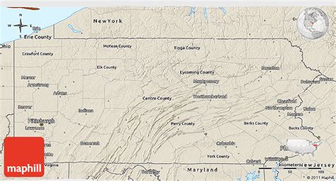 Shaded Relief 3d Map Of Pennsylvania
