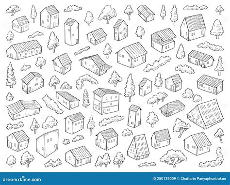 Vector Illustration Set Of Hand Drawn House Stock Illustration