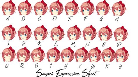 Sayori Expression Sheet Free To Steal Ddlcmods