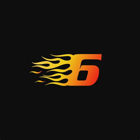 Number 6 Burning Flame Logo Design Template 588112 Vector Art At Vecteezy