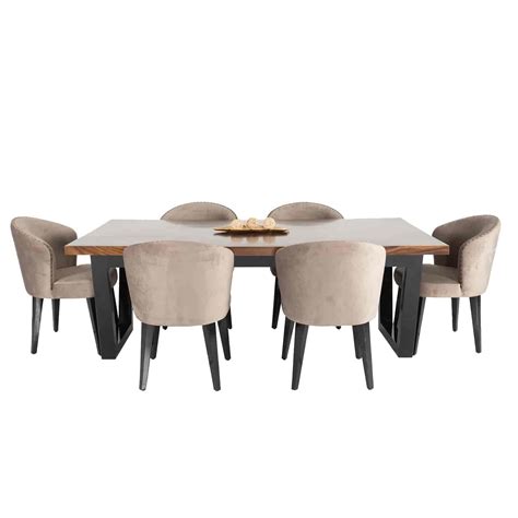 L U Base Dining Table With L Raux Dining Chairs Singhe Furniture