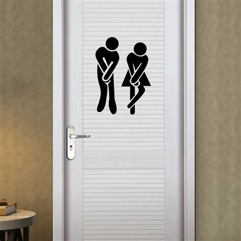 Practical Black Male Female Toilet Door Sign Sticker Door Stickers In