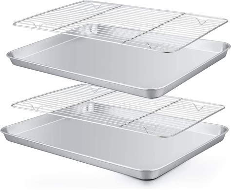 Baking Sheet With Rack Set 2 Sheets 2 Racks Stainless Steel Cookie
