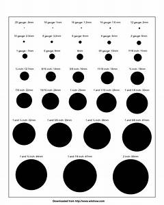 Printable Gauge Chart Gauges Size Chart Ear Lobe Piercings Ear