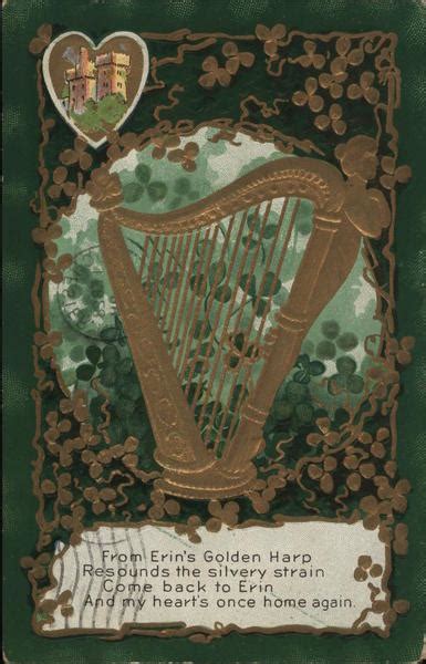 Irish Harp St Patricks Day Postcard