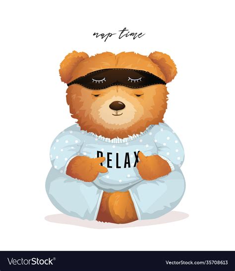 Cool Teddy Bear Sleeping Relaxing In Pajamas Vector Image