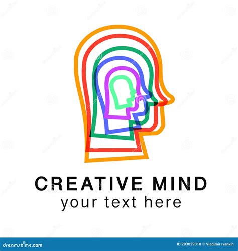 Creative Mind Logo Modern Line Color Style Stock Vector Illustration