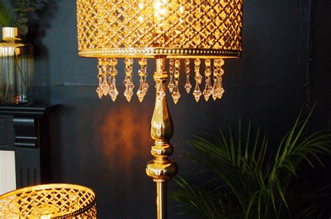 Gold Moroccan Floor Lamp Chandelier Crystal By The Luxe Co