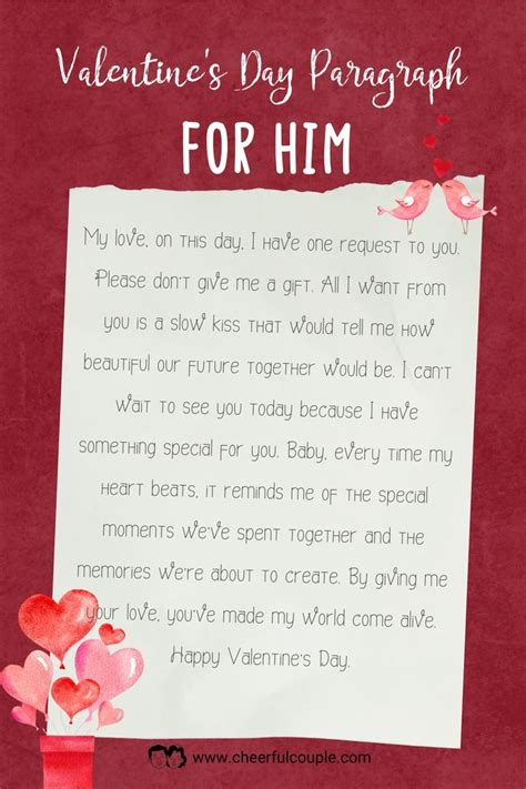 Valentines Paragraph For Him A Love Note For Your Boyfriend Or