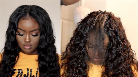 Traditional Sew In Tutorial Natural Middle Part The Braid Down Ft Unice Hair Youtube