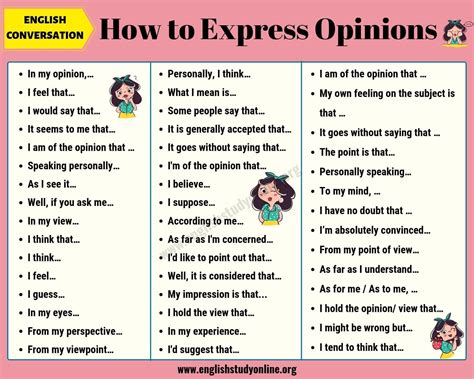 How to Express Opinions | Phrases and sentences, English study, Words