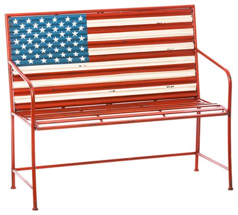 Cape Craftsmen American Flag Corrugated Metal Garden Bench