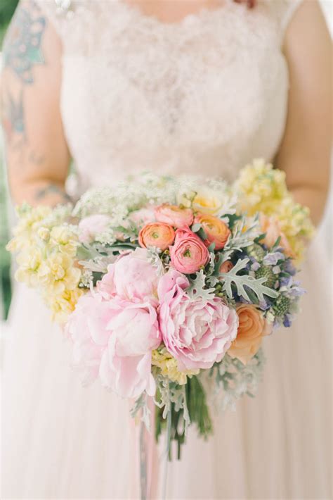 Pretty Pastel Bridal Bouquet A Romantic Vintage Spring Wedding With A