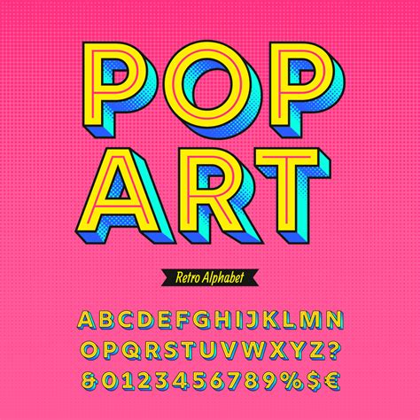 Download Pop Art Retro Alphabet Vector For Free Pop Art Pop Art Font