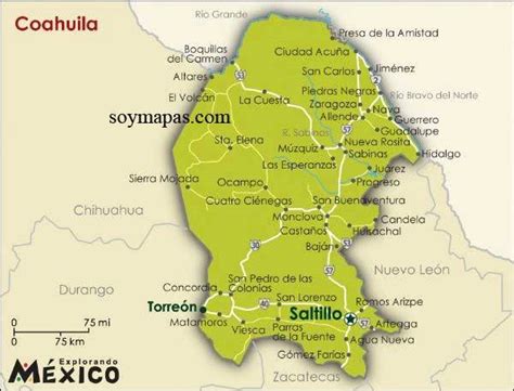 Coahuila — Sus Municipios Y Respectiva Población