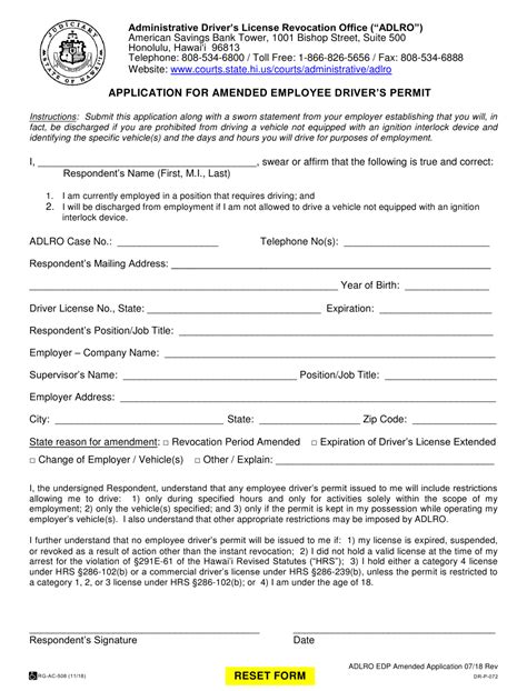 Hawaii Drivers License Renewal Form Online