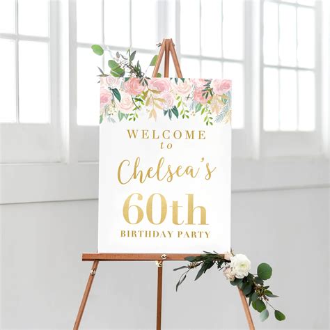 Birthday Welcome Sign Printable 60th Birthday Decorations Etsy