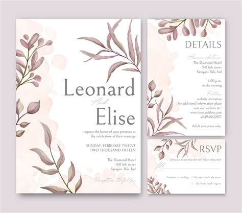 Premium Vector Elegant Minimalistic Floral Wedding Invitation Template