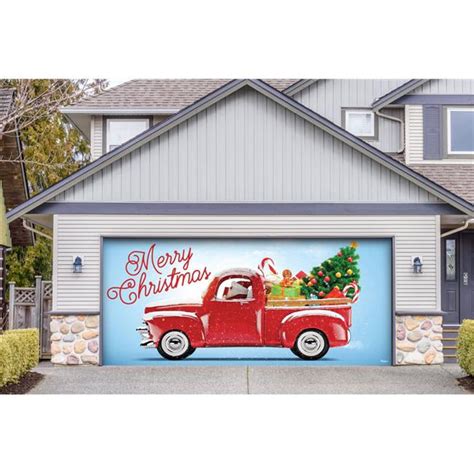 My Door Decor 285905xmas 028 7 X 16 Ft Red Truck Christmas Christmas