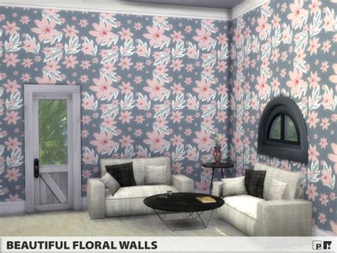 The Sims Resource Beautiful Floral Walls By Pinkfizzzzz Sims 4 Downloads